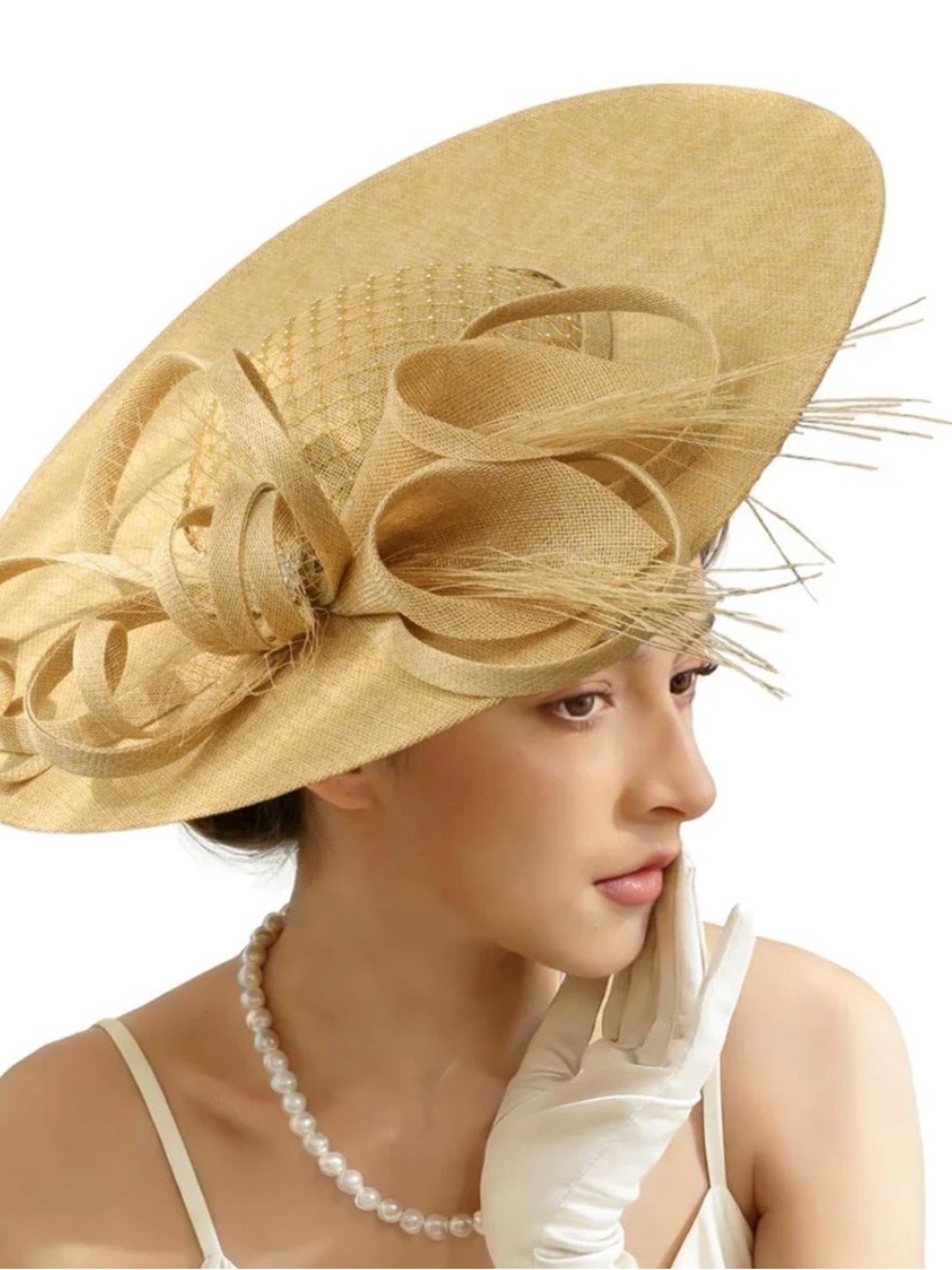 Unpifolov Wide-Brim Fascinator Hat- Choice of Khaki, Royal Blue or Black